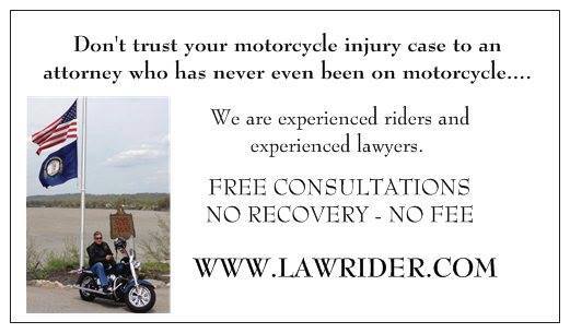 Advertisement for www.lawrider.com lawyers who ride motorcycles including the Dickman Law Office P.S.C.