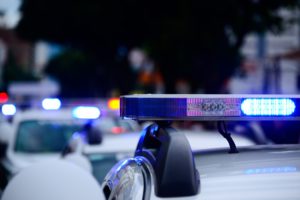 Police car lights on