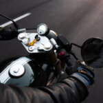 POV of a motorcyclist riding on the road